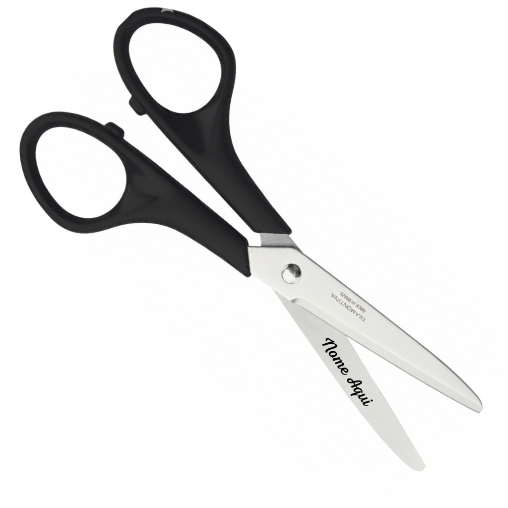 Tesoura Escolar Tramontina Sem Ponta em Aço Inox Personalizada Com Nome em Oferta na Shopee