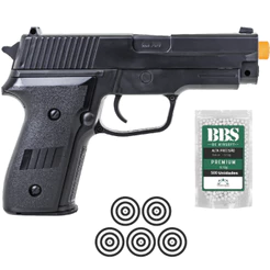 Pistola de Airsoft Rossi P226 2124 6mm + 500 BBs Rossi + 05 Alvos Rossi