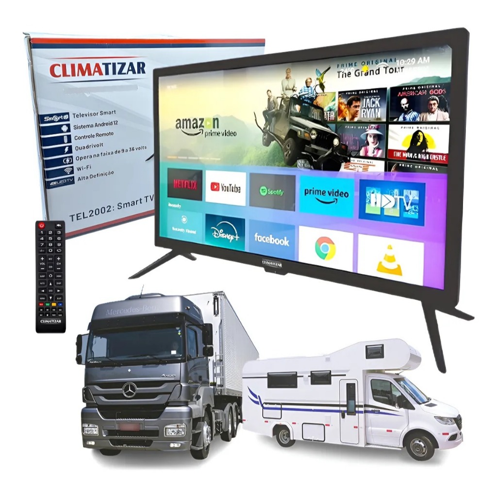 Smart TV Televisão Android Caminhão Carro Casa Motorhome Barco 19 Polegadas 12v 24v 110v 220v Quadrivolt Climatizar