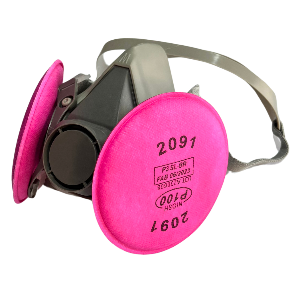 Kit 1 Máscara Respirador 6200 + 6 Filtros 2091 P100 mascara para soldador funileiro pintura poeira em Oferta na Shopee