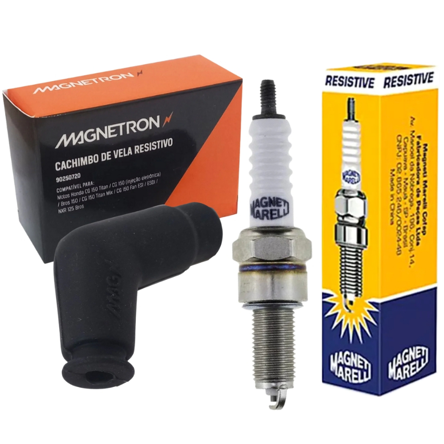 Cachimbo de Vela Magnetron + Vela Magneti Mareli Titan Fan150 Titan 160 Biz 125