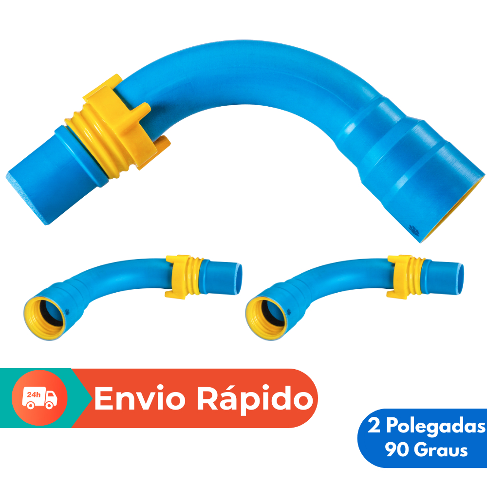 Conexão Irrigação Curva 2" x 90º | Kit 3 Peças | Tubo PVC Engate Rosca