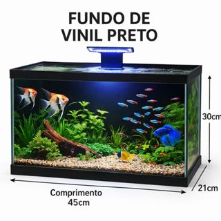 Aquário 28 Litros Vidro 3mm 45x21x30cm com Fundo Preto Vinil | Acabamento Premium em Oferta na Shopee