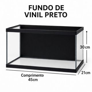 Aquário 45x21x30cm 28 Litros Vidro com Fundo Vinil Preto Decorativo | Visual Premium em Oferta na Shopee