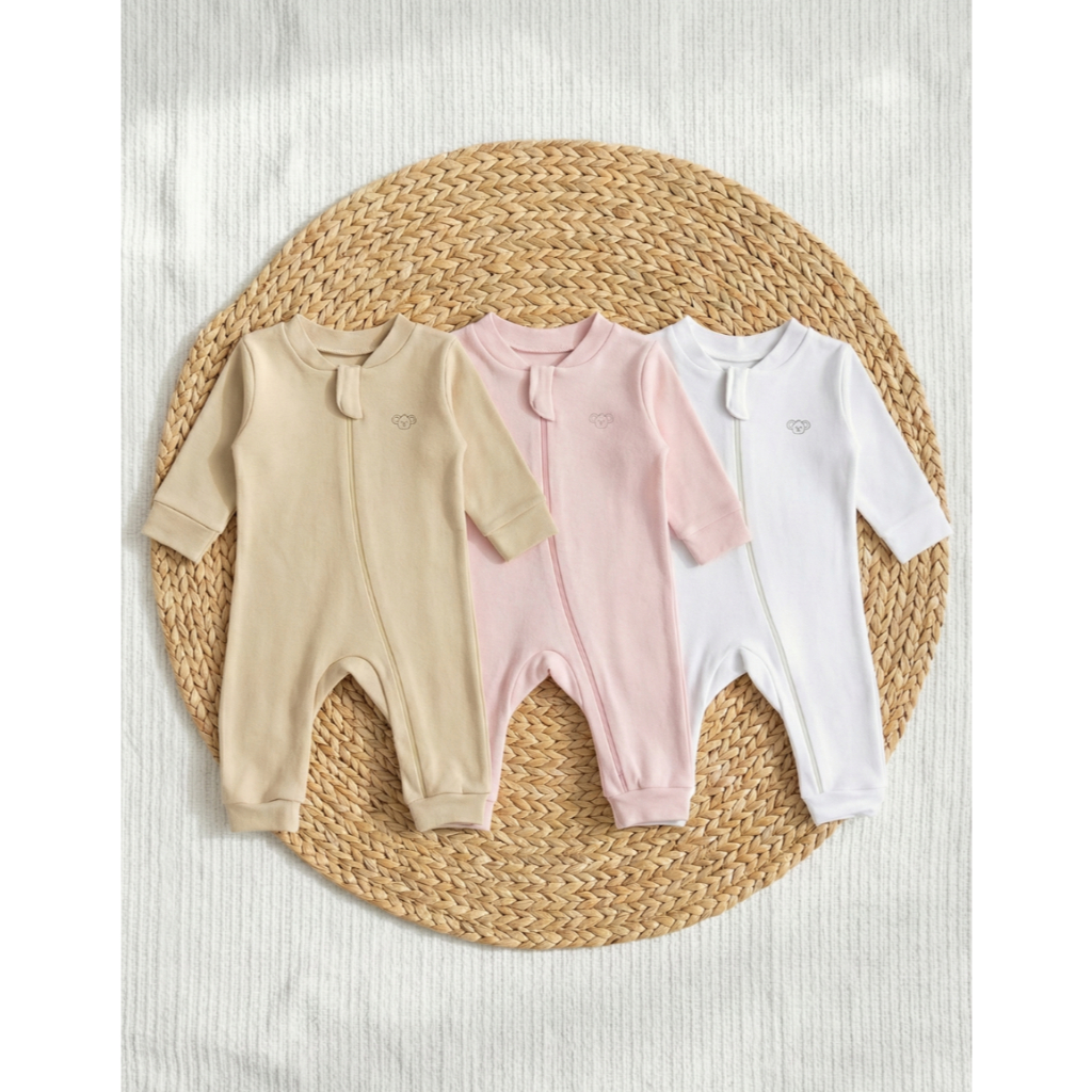 Kit 3 Macacão De Bebê Suedine 100% Algodão Egipcio Com Ziper Longo Rn/p/m/g/01 em Oferta na Shopee