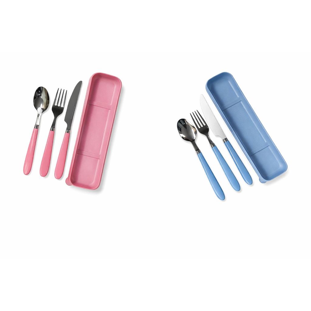 Jogo de Talher Com Estojo 3 peças colher garfo e faca portátil TG