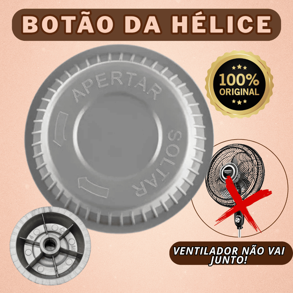 Botão da Hélice Porca Trava do Ventilador Mondial Ultra  40cm 50cm 30cm Cinza