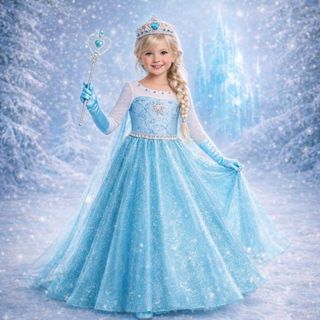 Vestido Frozen Luxo Fantasia Infantil Elsa Com Capa Acessórios Peruca em Oferta na Shopee