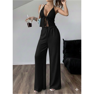 Conjunto Verão Feminino Liz Calça Pantalona + Blusa Top Amarração Conforto e Sofisticação em Oferta na Shopee