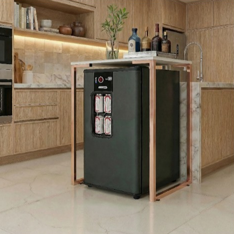 Mesa Aparador Bar com Espaço para Frigobar | Moderna e Compacta para Sala, Cozinha e Área Gourmet  Rose Gold 68x45x76cm