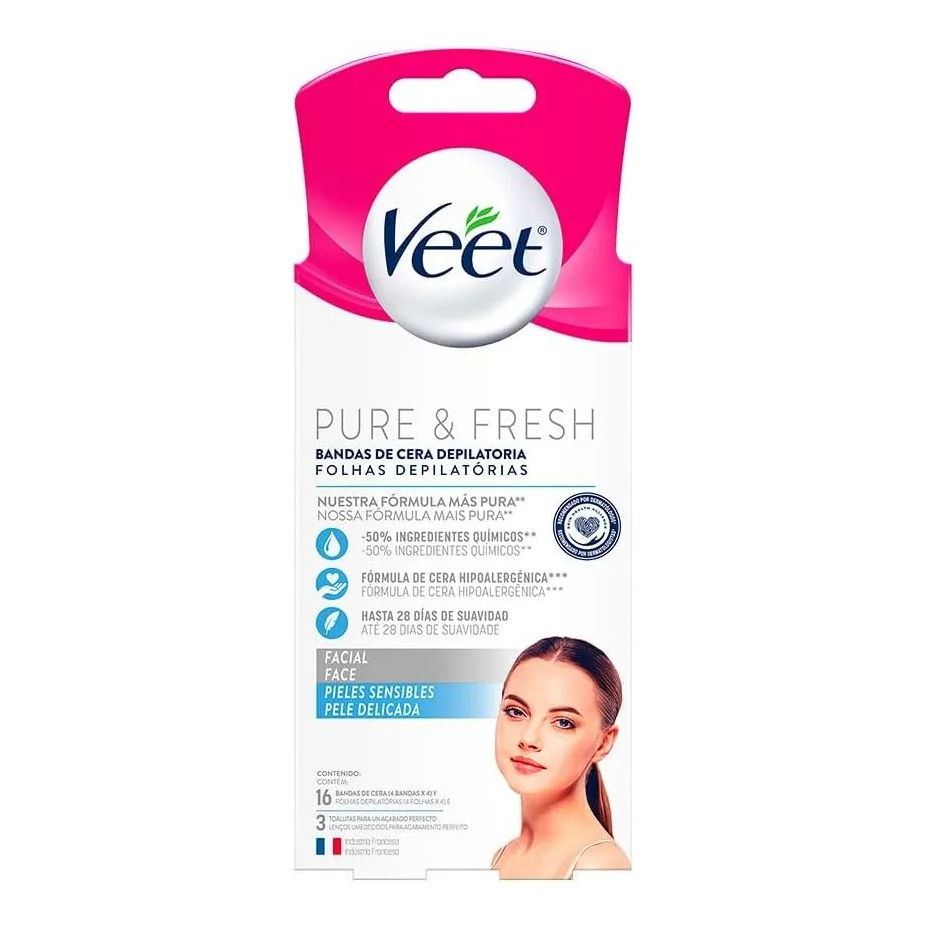 Bandas de Cera Depilatória Facial Veet Sensitive 16 unidades