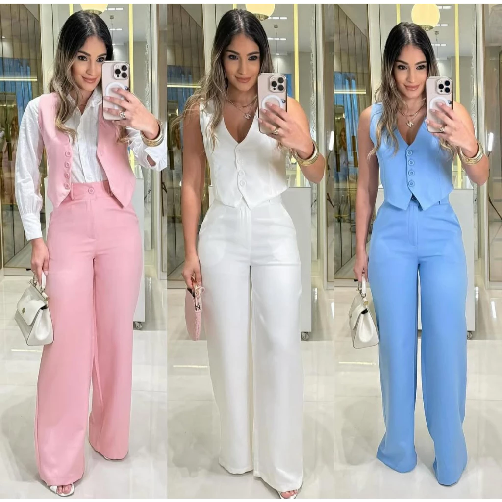 CONJUNTO FEMENINO CALÇA E COLETE  EN ALFAIATARIA SOCIAL .MODA 2026 — imagem 1