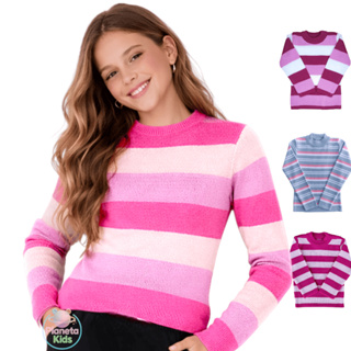 Kit 2 Blusas de Tricot Lã Infantil Juvenil Feminina Inverno Tamanhos 2 a 16 em Oferta na Shopee