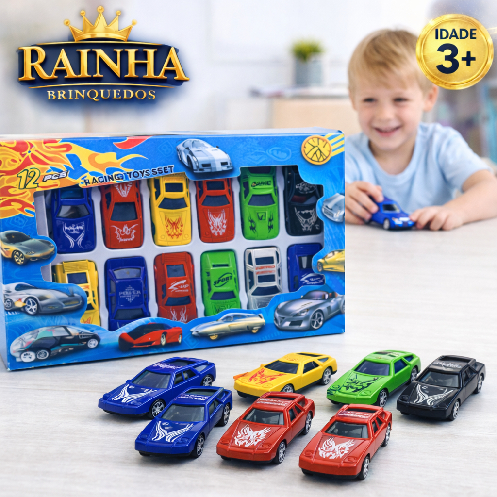 Kit Carrinhos Miniatura Coleção 12 Peças Brinquedo Crianças Brincar Presente Kit Carrinhos Miniatura Coleção 12 Peças Brinquedo Crianças Brincar Presente