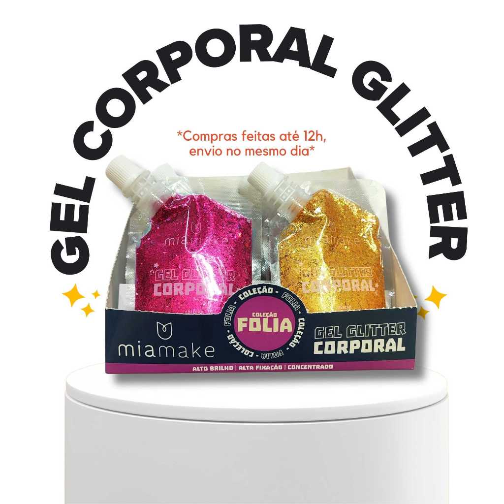 GLITTER CORPORAL - GEL GLITTER MIA MAKE CARNAVAL GLITTER ROSA GLITTER AZUL GLITTER DOURADO GLITTER