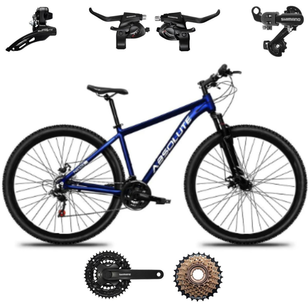Bicicleta Absolute Nero 5 21V Aro 29 Trocador Cambios Pedivela Shimano Freio a Disco