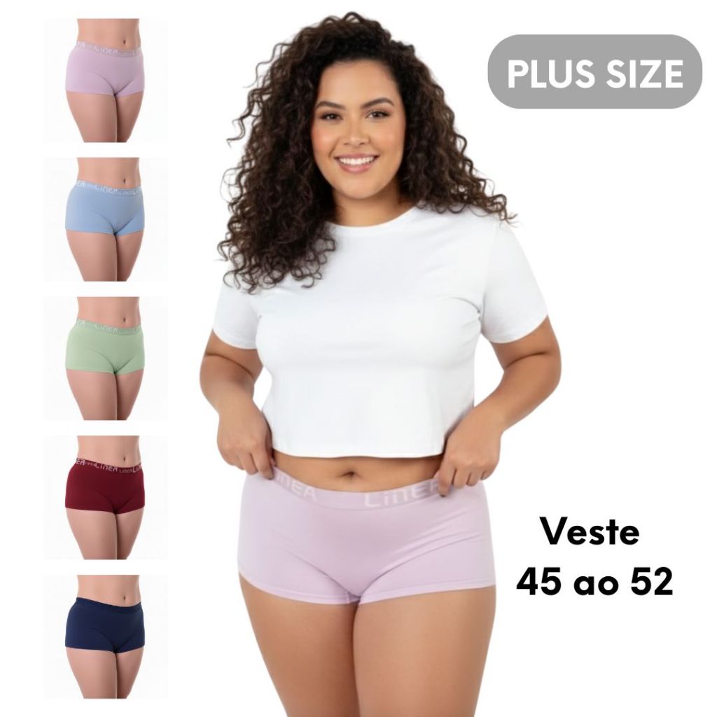 Kit 3 Calcinha Boxer Cueca Boxer Feminina Plus Size Algodão Premium Toque Macio e Alto Conforto