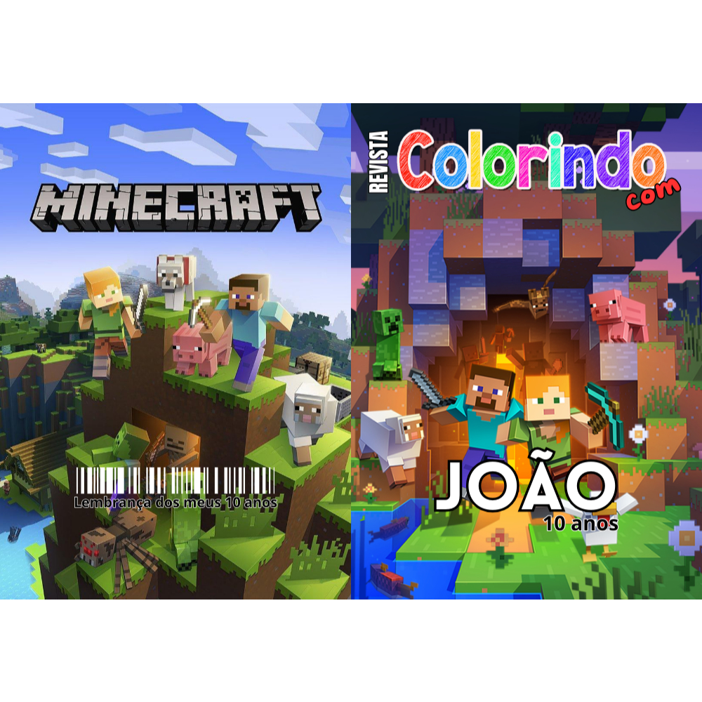 30 LIVROS DE COLORIR MINECRAFT - PERSONALIZADO COM NOME - LEMBRANCINHA PERSONALIZADA PARA FESTA TEMA
