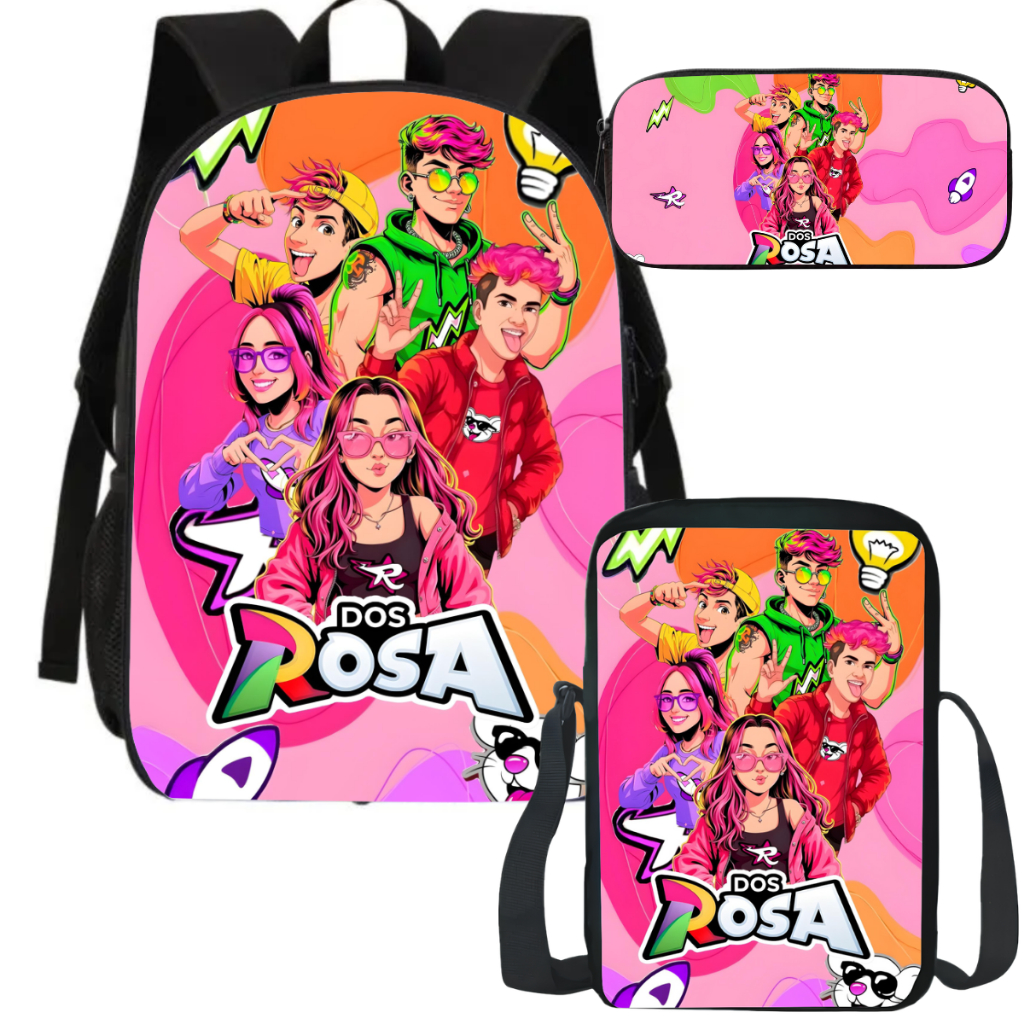 Material Escolar Mochila Estojo Lancheira Dos Rosa Emilly Vick