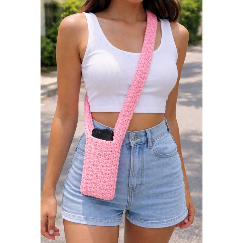 Bolsinha para celular em croche, porta celular em croche, feito a mao, produto artesanal