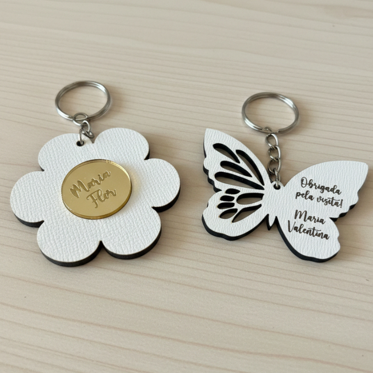 Chaveiro Lembrancinha Personalizada Com Nome Flor Borboleta Para Maternidade Evento Feminino Aniversário