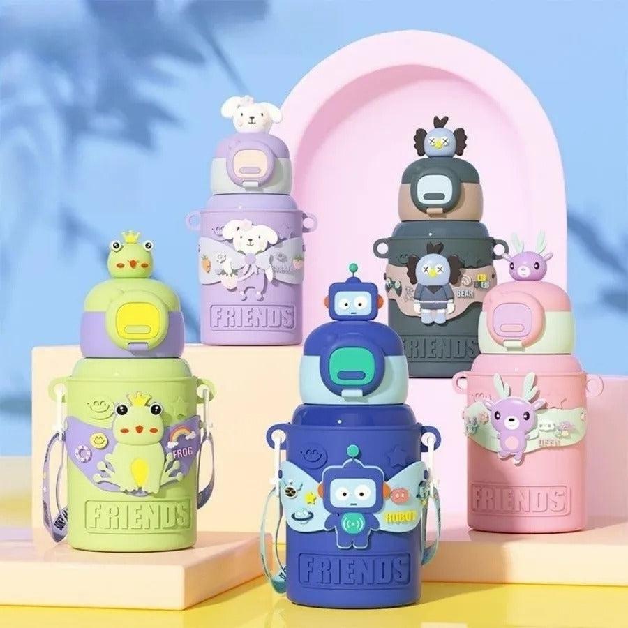 Garrafa Térmica INFANTIL KIDS FUN com Capa e Acessóríos 450ml em Oferta na Shopee