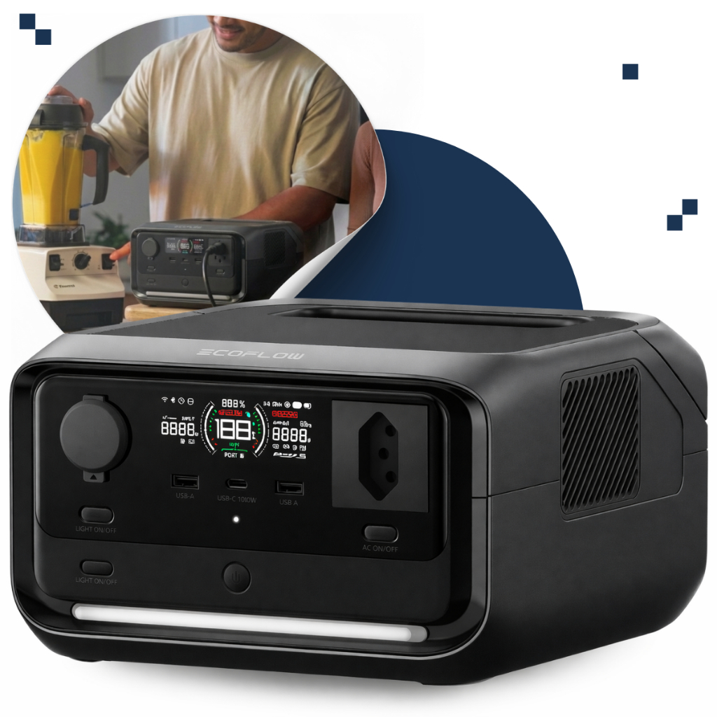 Estação Energia Solar Portátil Ecoflow River 3 Plus 127V 220V 600W 286Wh Carregamento Ultrarrápido