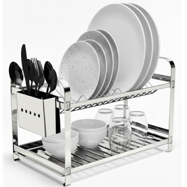 Escorredor de Louças Inox Reforçado 16 Pratos com Porta Talheres – Linha Premium Cozinha