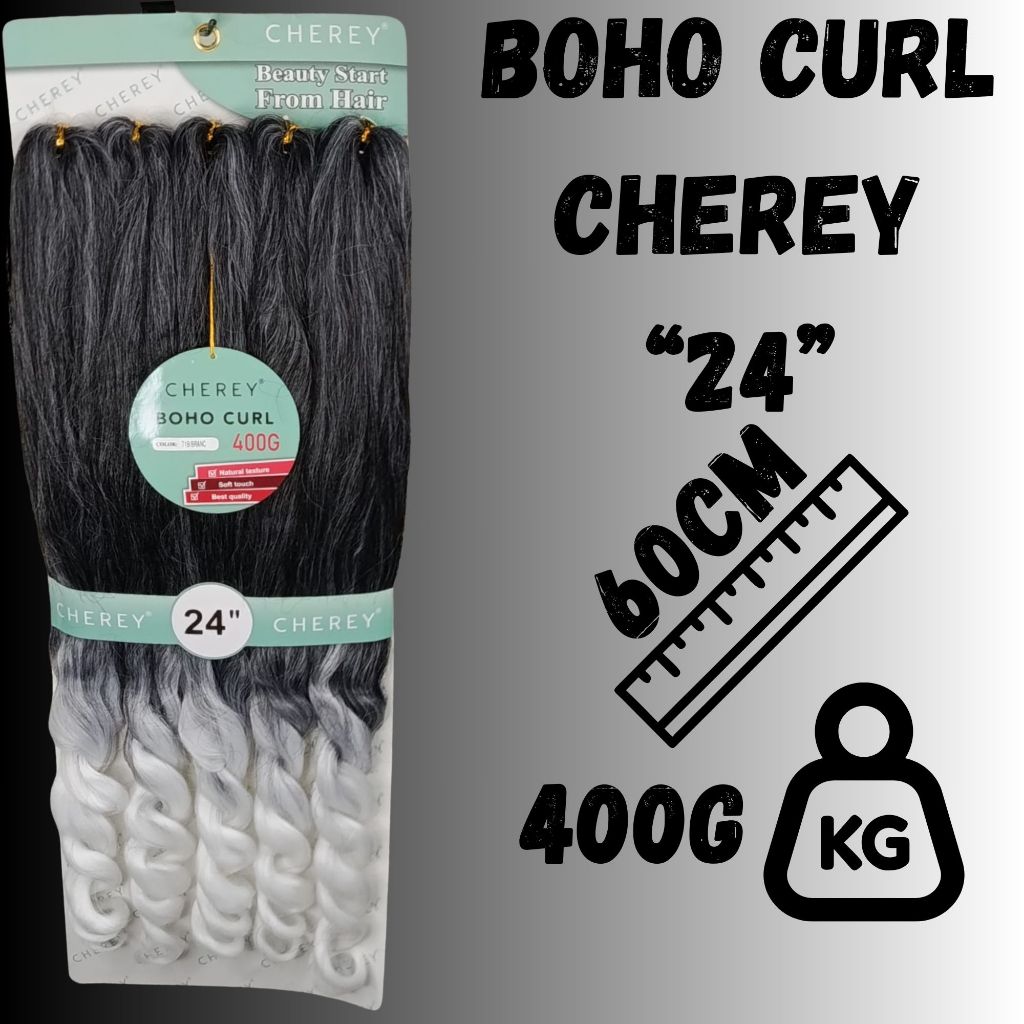 CABELO BOHO CURL PARA TRANÇA COM CACHO NA PONTA BRANCA T1B/BRANCO