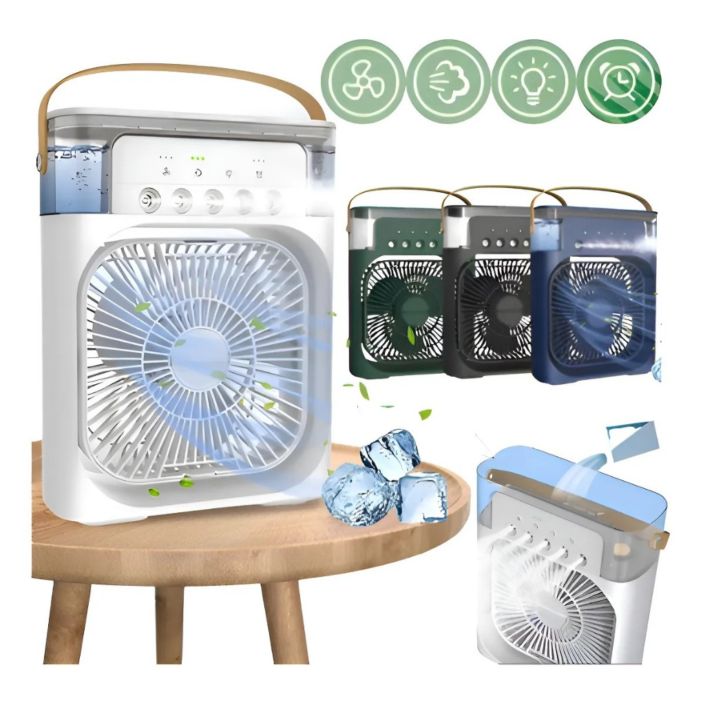 Mini Ar Condicionado Climatizador Umidificador Ventilador Portátil USB Led Quarto Sala Escritório Mesa Reservatório