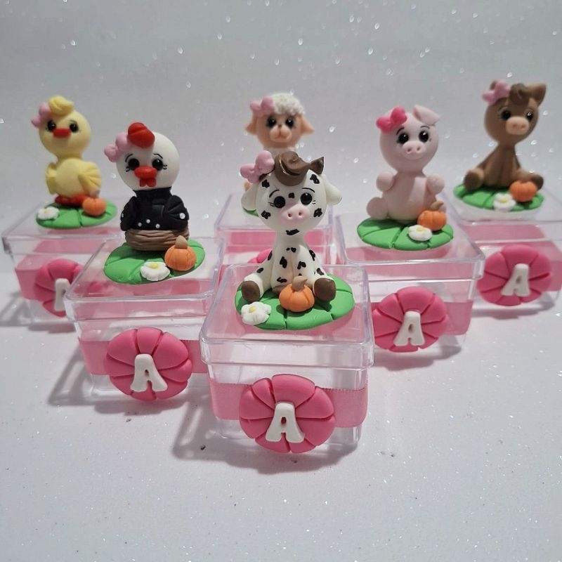 Lembrancinha Fazendinha Baby Luxo com Caixinha Acrílica – Kit Personalizado com Nome | Festa Infantil Menina