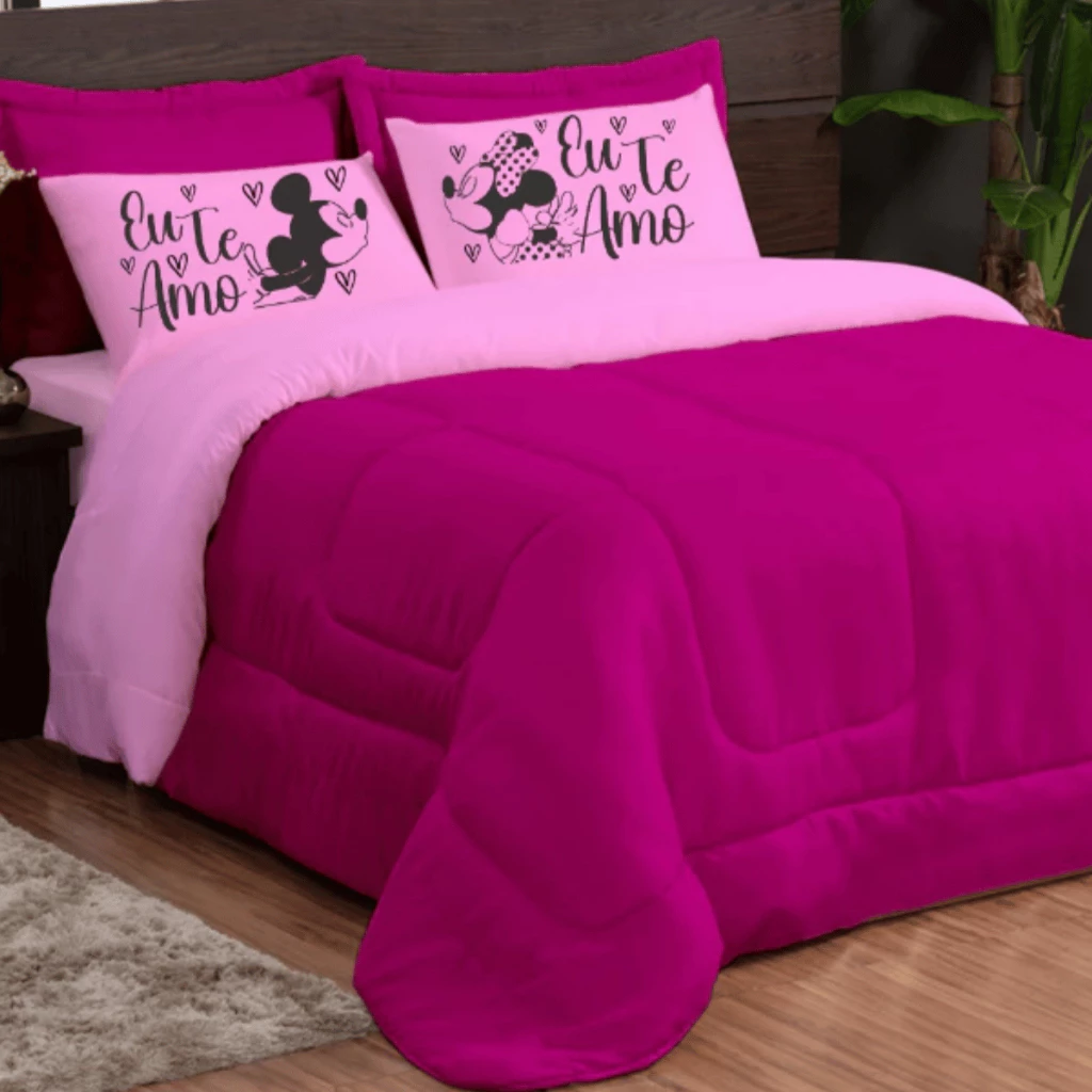 Kit 3 Peças Edredom Com Fronha Estampada Tamanhos Casal e Queen — imagem 1