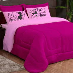 Kit 3 Peças Edredom Com Fronha Estampada Tamanhos Casal e Queen