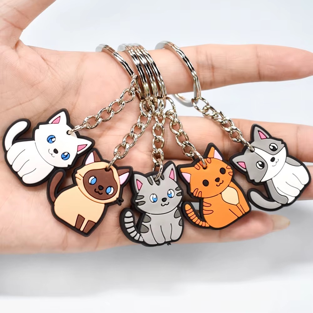 Chaveiros Emborrachados Gatinhos Laranja Frajola Siamês Cinza Tricolor Pingente Gato PVC Fofo Kawaii Presente em Oferta na Shopee