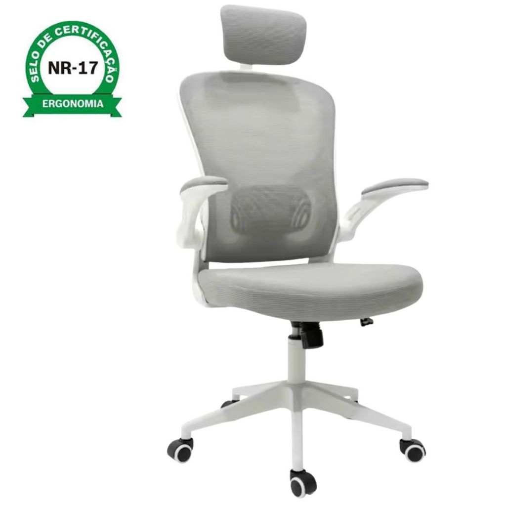Cadeira De Escritório Brin7 Ergonômica  Mesh  Ajuste Lombar