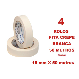 4 Fita crepe branca 18mm 50 METROS alta qualidade em Oferta na Shopee