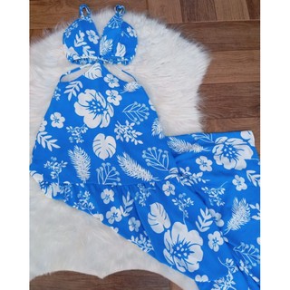 Vestido Longo Feminino Modelo Alcinha Tendência Floral Chic Com Abertura Lateral