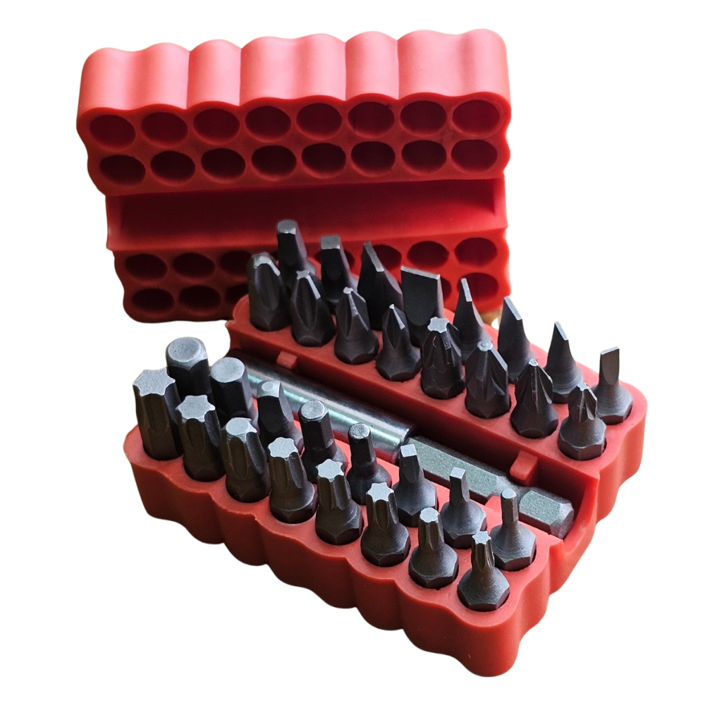 Kit Bits Pontas Para Parafusadeira 33 Un Aço Cromo com Estojo Emborrachado