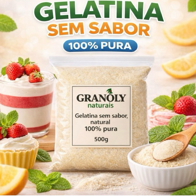 Gelatina Incolor Sem Sabor 100% Pura Natural 500g em Oferta na Shopee