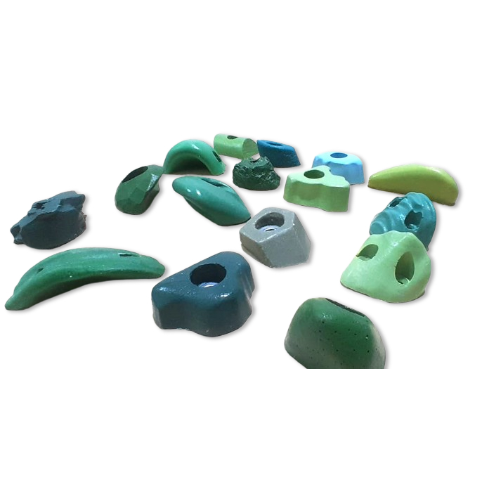 Set Kit com 16 degrade Tons de verde agarras para  parede de escalada bouder