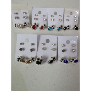 ⭐ KIT 3 Pares Brincos Ponto de Luz Coruja de Strass Luxo Delicado Pino Tarraxa Pedra Oval Central B23600070-10 Prateado