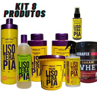 Kit Progressiva Lisoterapia Shampoo Condicionador  1L Sem Formol Com 8 produtos em Oferta na Shopee