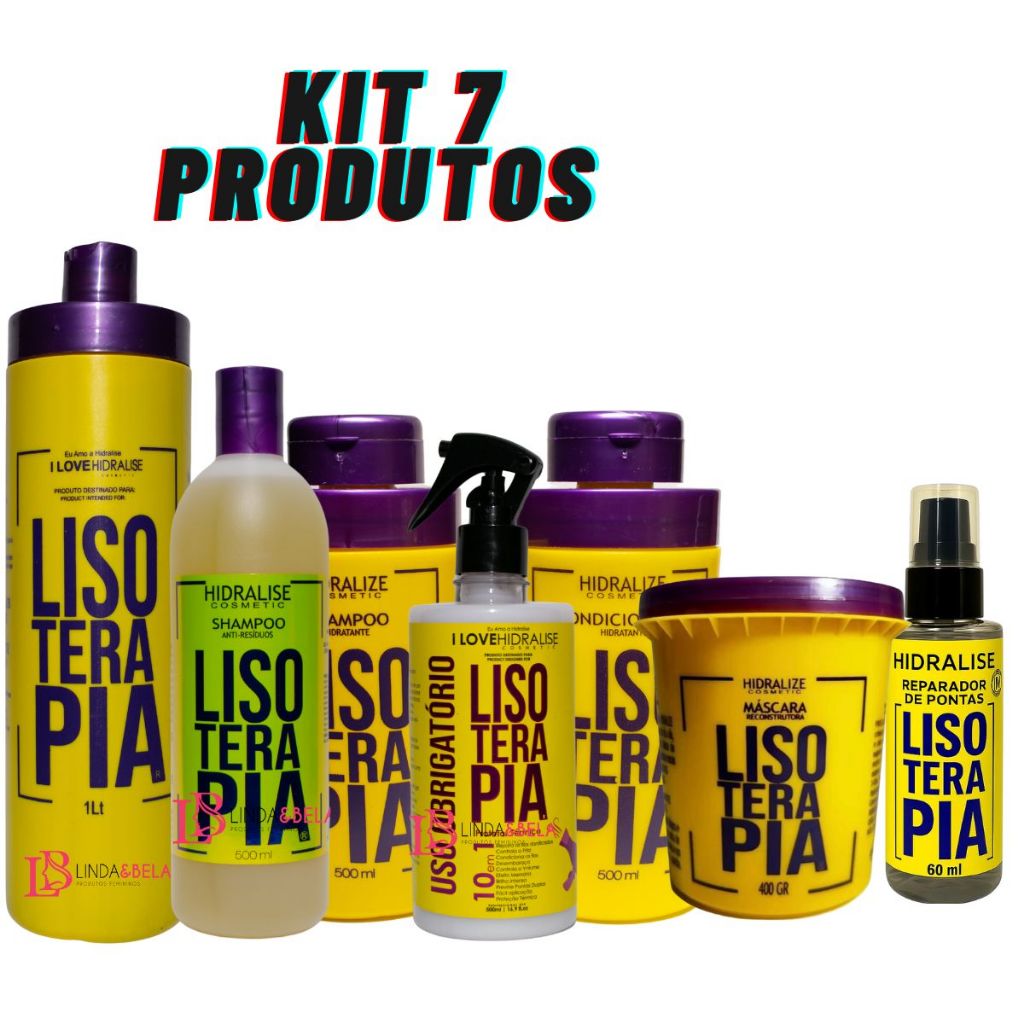 Kit Progressiva Lisoterapia 1L Sem Formol Kit Shampoo e Condicionador Pós Química + 5 Produtos