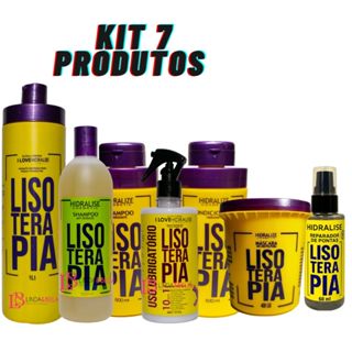 Kit Completo Progressiva Lisoterapia 1L S/Formol Kit Shampoo Condicionador Pós Química + 5 Produtos em Oferta na Shopee