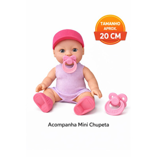 Bonequinha Bebê pequena Infantil 20cm com Chupeta | Boneca Menina Brinquedo em Oferta na Shopee