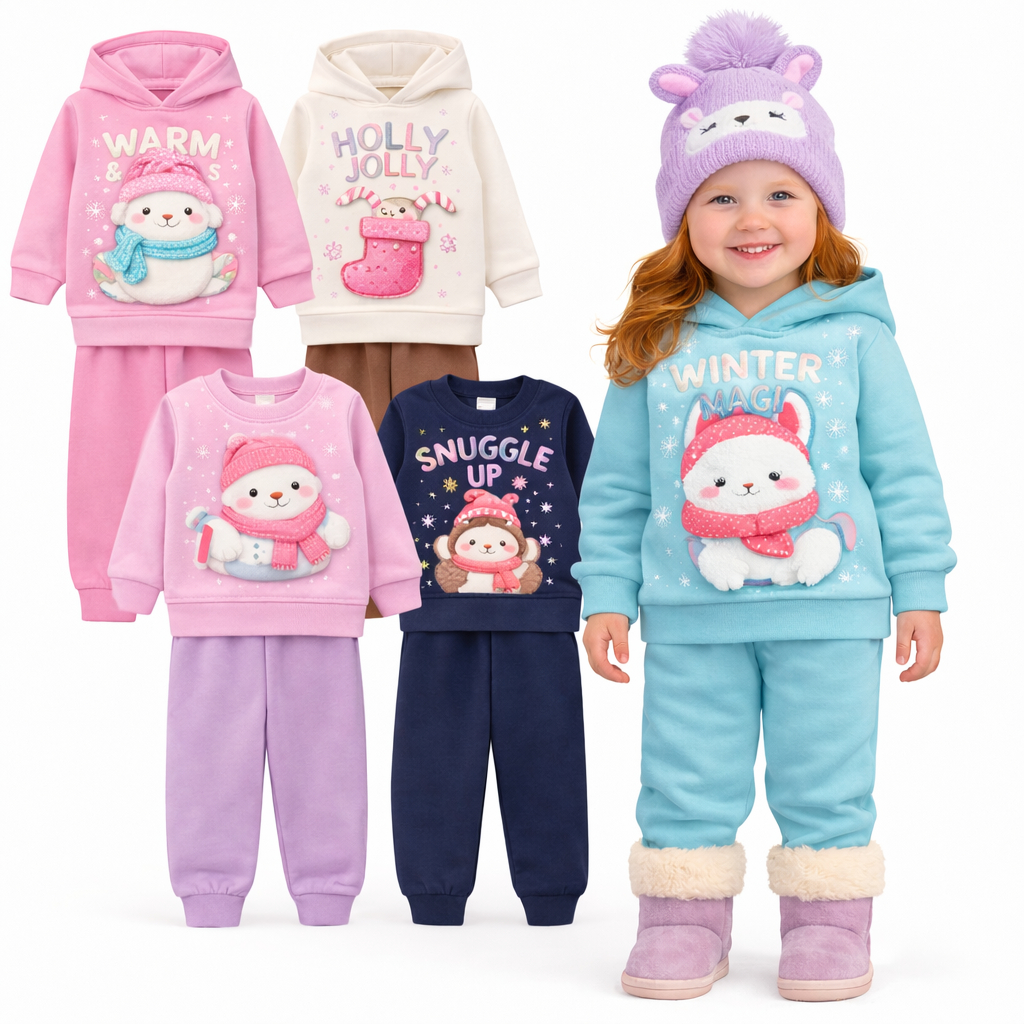 Kit 4 peças de Conjunto De Moletom Flanelado Infantil Menina Inverno Kit 2 ou 1 Conjuntos Quentinho Sortidos Kit 4 peças de Conjunto De Moletom Flanelado Infantil Menina Inverno Kit 2 ou 1 Conjuntos Quentinho Sortidos