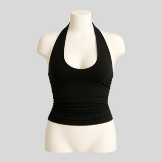 Top Cropped Feminino Frente Única Costa Nua Justo Franzido na Lateral com Forro no Busto em Oferta na Shopee