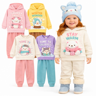 Kit 4 Peças 2 Conjuntos Moletom Infantil Feminino Inverno 2 Ao 8 - Kit 2 ou 1 Conjunto de Moletom de Menina Flanelado em Oferta na Shopee