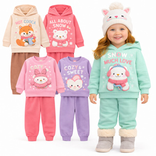 Kit 4 Peças de Moletom Flanelado Menina Kit 2 ou 1 Conjuntos Moletom Infantil Feminino Inverno Flanelado em Oferta na Shopee