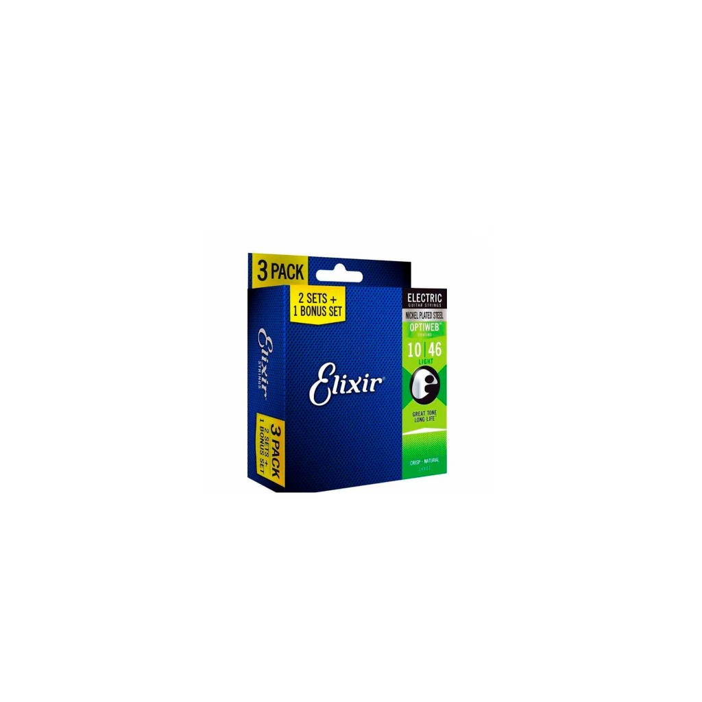 Kit 3 Jogos De Corda Para Guitarra Elixir 010 Optiweb 16552X